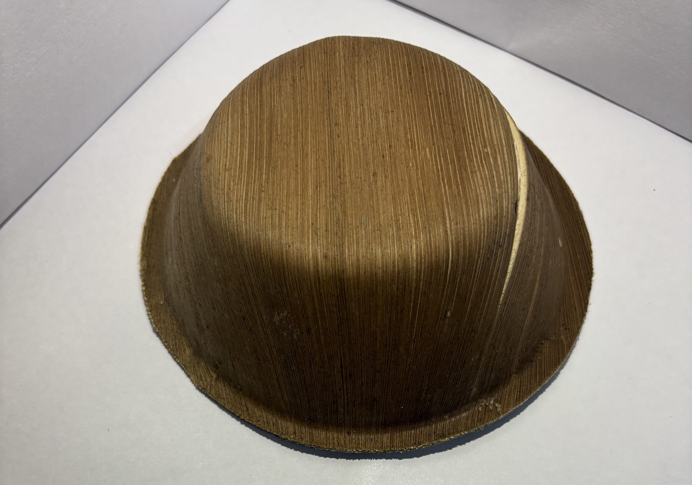 Areca palm leaf bowl top-down view — round shape and deep bowl profile